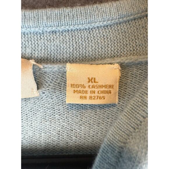 Mainbocher Light Blue 100% Cashmere V-Neck Long Sleeve Sweater Size XL - Picture 4 of 9